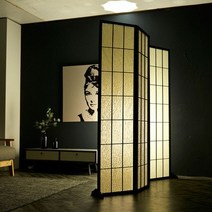 바보사랑 눈꽃병풍스타일 4단 파티션.데코N_가구(무료배송), 블랙