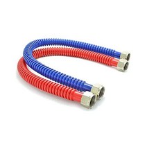 유연한 스테인리스 스틸 골판지 온수기 커넥터 고온 및 저온 색상 코드 1 9cm(3/4인치) FIP x 1 FIP 길이 61cm(24인치)(2팩), 24INCH