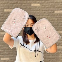 여름 자외선 차단 여자 카 전기차 자외선 차단 장갑 남녀 방수 손잡이 커버 오토바이 자외선 차단 장갑, 4단 입체 그레이 토끼