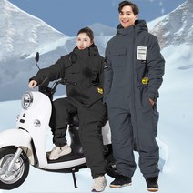 오토바이 방한복 보온 라이더 점프슈트 방풍 우주복 스즈키복 방한우주복 바이크방한복 배달복, 블랙