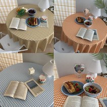 빈티지 감성 체크 테이블보 테이블 러너 캠핑 카페 커피숍 식탁보, 150x100, 오렌지