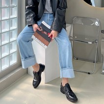 남자 다리길어보이는 세미와이드 블랙진 연청 와이드 청바지