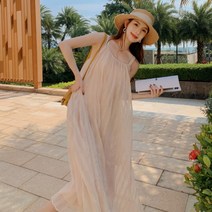 바다 해변 휴가 드레스 휴양지 롱 여행 원피스 해남 싼야투어 비치 스커트 여 해변가 핑크