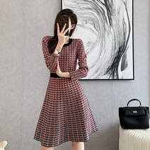 블링앤수 여성 캐주얼 라운드넥 니트 원피스 KZZ435