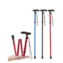 접이식 등산스틱 I자형 길이 조절 어른 운동 목발, 블루. 82cm에서 92cm