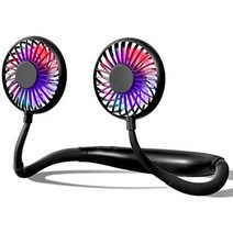 일본직발송 2. Flaradise 목걸이 선풍기 usb 충전식 휴대용 선풍기 아웃도어 핸즈프리 선풍기 저소음 360, One Size, 블랙 7겹 날개