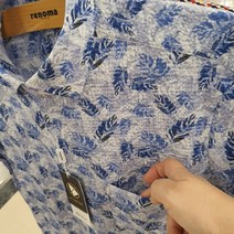 NC불광점 레노마 # ** (OKGM) 블루 리프 써커 프린트 일반핏 반팔 셔츠 RMUSGP-249-BU-5555