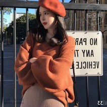 도오빠 여자투피스 여성 투피스 치마정장 브이넥 스웨터 풍선 소매 루즈핏 스커트 치마 긴소매 니트 세트 코디 봄 가을 겨울 간절기 환절기 캐주얼 오피스 직장인