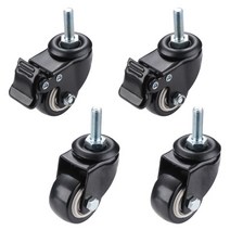 4Pcs 가구 캐스터 헤비 듀티 180kg 1.5 인치 M8 나사 40mm 의자 소파 회전 고무 바퀴 트롤리 브레이크, 02 as picture (M8)