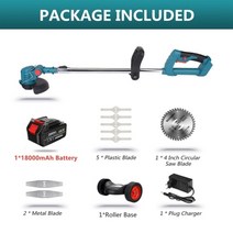 1800w 전기 잔디 트리머 무선 잔디 깎는 기계 헤지 트리머 18v makita 배터리 조정 가능한 핸드 헬드 정원 전원 가지 치기, 배터리 1세트 포함
