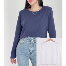 1+1 여성 긴팔 슬라브 티셔츠 라운드 면 이너티셔츠 무지 데일리티 6컬러
