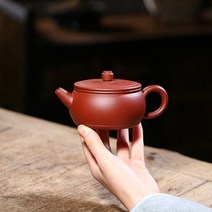 명품 자사호 중국 자사차호 다기 고급 차호 주전자 이싱 보라색 점토 수제 원시 광석, 황토 광구 한와 215ml 볼 구멍 내부 씰 포함