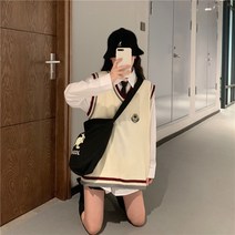 투피스 가을겨울 플리츠스커트 스웨터 세트여성 동안 학생복 캠퍼스 타입학생 프레픽룩 남방