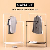 나나블 NANABLE 2단 모던 간이행거 시스템행거 옷걸이, 화이트, 화이트