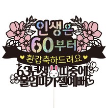 비비드레인 환갑 칠순 케이크토퍼, 1개, 102-인생띠
