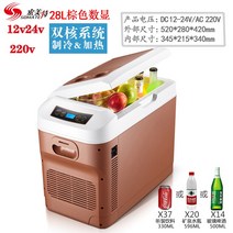 차량용 냉장고 승용 화물 12V 24V 220V 대형 트럭, 28LLCD브라운