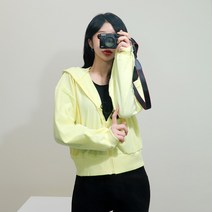 VANANA2 무지 컬러 여자 크롭 핏보장 미니 숏 후드집업 트레이닝 노랑