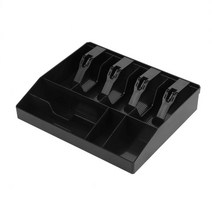 지폐계수기 금전 서랍 등록 8 개 그리드 구획 동전 돈 스탬프 트레이 계산원 깔끔한 보관 안전 정리 상자, [01] Black