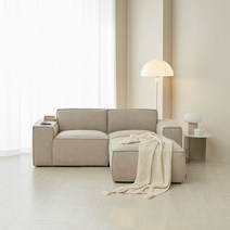 모던하우스분당점 그리드 기능성패브릭 3인 소파 스툴 세트, 그레이