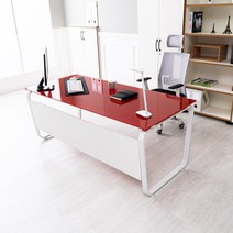 데임 강화유리 B형 책상 1200x800 컴퓨터책상 사무실책상, 블랙프레임/유리(화이트)