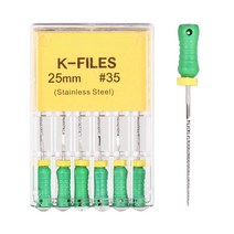 6 개/갑 JINGT 치과 손 K-파일 25mm 스테인레스 스틸 근관 근관 파일 치과 도구 치과 실험실 악기, 1, 25mm 35