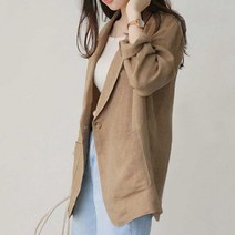 여성 간절기룩 캐주얼 마이 베이지 자켓 코디 패션 5913272EA
