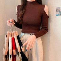 니유컴퍼니 오프숄더 슬림 반폴라 데일리 반폴라 얇은목티 텐셀목폴라 골지 데일리 손워머 긴팔 니트티 겨울 이너티