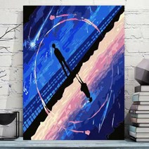 DIY 명화 그리기 너의 이름은 명장면 애니 굿즈 유화 칠하기 색칠 공부 피포 페인팅, 40x50 블랙 테두리 + C + 단독