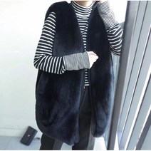 에코퍼 페이크밍크조끼 토기털 인조모피 롱베스트 캡소매 밍크베스트 퍼조끼