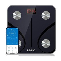 RENPHO 블루투스 체지방 저울 디지털 체중계 욕실 스마트 체성분 분석기 무선 BMI 컴팩트한 건강 모니터 스마트폰 앱 포함 158 8kg (350파운드) 미국직송 313905, 10.2