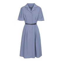 [베스띠벨리] 22 솔리드 버클 벨트 배색 면 혼방 원피스 (BEOAF7581)