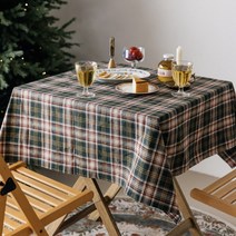 [코티지] 크리스마스 테이블보 체크식탁보 연말파티 2인 4인 6인 캠핑테이블보, 4.메리체크 그린, 2인 160x115