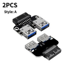 USB 3.0 마더 보드 어댑터 19 20 핀 암-듀얼 암 컨버터 헤더 분배기 마더보드, [04] Style A 2PCS