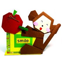 [종이종이]종이접기패키지 동물 원숭이 집게 메모판 만들기세트, 1인용