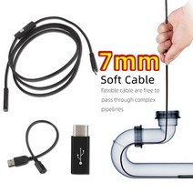 CCTV 안드로이드 전화용 7MM 5.5MM 내시경 카메라 유연한 IP67 마이크로 USB C 렌즈 케이블 산업용 카메, 2m, 7mm Soft Cable