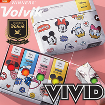 [볼빅정품]2021년 NEW VOLVIK 미키프렌즈 VIVID 골프볼[3pcs][1더즌 12알][혼합색상], 미키프렌즈VIVID[1더즌 12알], 12개, 12개