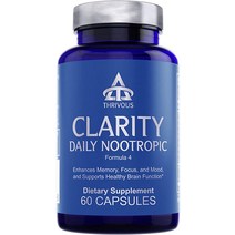 Thrivous Clarity - 뇌 기능 기억력 집중력 향상 기분 고급 천연 누트로픽 보조제 시냅사 바코파 몬니에리 L 테아닌 로디올라 로제아 비타민 B 복합체 아연 피콜리네이트