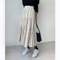 A라인 스웨이드 캉캉 롱 스커트