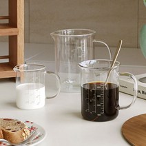 손잡이 내열 유리 계량컵 3size 가벼운 강화유리 비이커 드립 커피 서버 이유식 베이킹 비커컵, 250ml