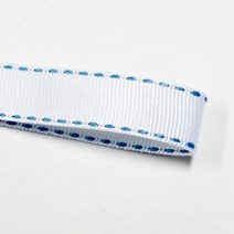 카네이션리본 선물포장리본 꽃포장리본 골지 스티치 리본 (폭 5mm 길이90m)(폭 10mm/15mm 길이 45m), 58(화이트+스카이스티치)