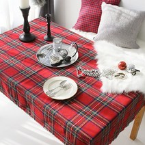 크리스마스 체크 테이블보 식탁보, 4인(140*140cm), 레드