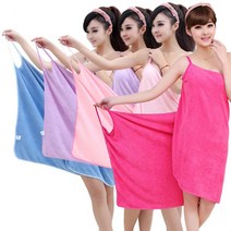 입는 비치타올 매직 샤워가운 드레스 타올 아이디어상품, 샤워가운/핑크