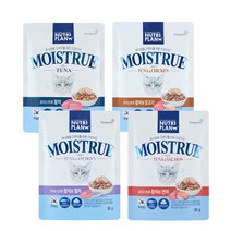 뉴트리플랜 모이스트루 80g x 24개 고양이 간식 파우치 4종류맛, 참치 80g x 12개, 참치와 멸치 80g x 12개