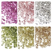Uxcell 6가지 색상 크러시드 글라스 칩 1-4mm 불규칙한 글리터 메탈릭 유리 공예 DIY 꽃병 에폭시 수지 장식용 28g 골드 톤 밝은 색상 시리즈, Bright Gold Tone Champagne Go