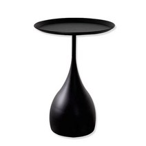 BOSUN 디자 철제 원형 미니 거실 쇼파 침대 커피 사이드 테이블, 블랙