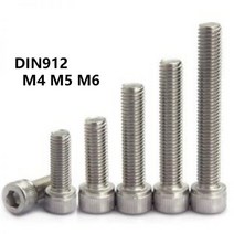 10 pcs m4 m5 m6 din912 304 스테인레스 스틸 육각 소켓 헤드 캡 나사 내부 자전거 볼트 미터 알렌, 1개, M4 10PCS