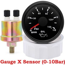 유면계 유량계 AD 방수 52MM 오일 압력 게이지 0-10 Bar 오일 프레스 미터 7 색 백라이트 해양 보트 자동, 07 GaugeXSensor BN