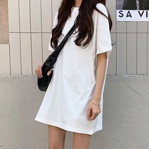 여성 여름옷 레이어드 티셔츠 숏원피스 반팔 박스티