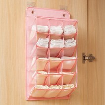1+1 무타공 벽걸이 양말 브래지어 수납봉투 기숙사 옷장걸이 벽수납함 수납걸이봉투, 핑크-팬티