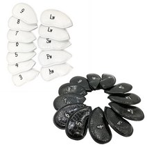 골프 아이언커버 악어문양 PU가죽 세트 12P, 블랙